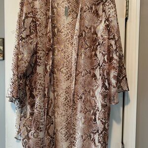 Brown Snake Print Kimono
